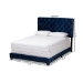 Baxton Studio Candace Luxe and Glamour Navy Velvet Upholstered King Size Bed - BSOCandace-Navy-King