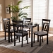 Baxton Studio Rosie Modern and Contemporary Espresso Brown Finished and Grey Fabric Upholstered 5-Piece Dining Set - BSORH123C-Dark Brown/Grey Dining Set