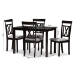 Baxton Studio Rosie Modern and Contemporary Espresso Brown Finished and Grey Fabric Upholstered 5-Piece Dining Set - BSORH123C-Dark Brown/Grey Dining Set