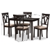 Baxton Studio Sylvia Modern and Contemporary Espresso Brown Finished and Sand Fabric Upholstered 5-Piece Dining Set - BSORH146C-Dark Brown/Sand Dining Set