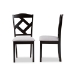 Baxton Studio Ruth Modern and Contemporary Grey Fabric Upholstered and Espresso Brown Finished Dining Chair Set - BSORH133C-Dark Brown/Grey-DC