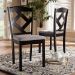 Baxton Studio Ruth Modern and Contemporary Grey Fabric Upholstered and Espresso Brown Finished Dining Chair Set - BSORH133C-Dark Brown/Grey-DC