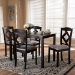 Baxton Studio Ruth Modern and Contemporary Espresso Brown Finished and Grey Fabric Upholstered 5-Piece Dining Set - BSORH133C-Dark Brown/Grey Dining Set