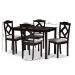 Baxton Studio Ruth Modern and Contemporary Espresso Brown Finished and Grey Fabric Upholstered 5-Piece Dining Set - BSORH133C-Dark Brown/Grey Dining Set