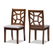 Baxton Studio Abilene Mid-Century Grey Fabric Upholstered and Walnut Brown Finished Dining Chair Set