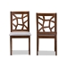 Baxton Studio Abilene Mid-Century Grey Fabric Upholstered and Walnut Brown Finished Dining Chair Set - BSORH3010C-Walnut/Grey-DC