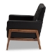 Baxton Studio Perris Mid-Century Modern Black Faux Leather Upholstered Walnut Wood Lounge Chair - BSOBBT8042-Black-CC