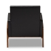 Baxton Studio Perris Mid-Century Modern Black Faux Leather Upholstered Walnut Wood Lounge Chair - BSOBBT8042-Black-CC