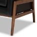 Baxton Studio Perris Mid-Century Modern Black Faux Leather Upholstered Walnut Wood Lounge Chair - BSOBBT8042-Black-CC
