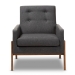 Baxton Studio Perris Mid-Century Modern Dark Grey Fabric Upholstered Walnut Wood Lounge Chair - BSOBBT8042-Dark Grey-CC