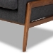 Baxton Studio Perris Mid-Century Modern Dark Grey Fabric Upholstered Walnut Wood Lounge Chair - BSOBBT8042-Dark Grey-CC