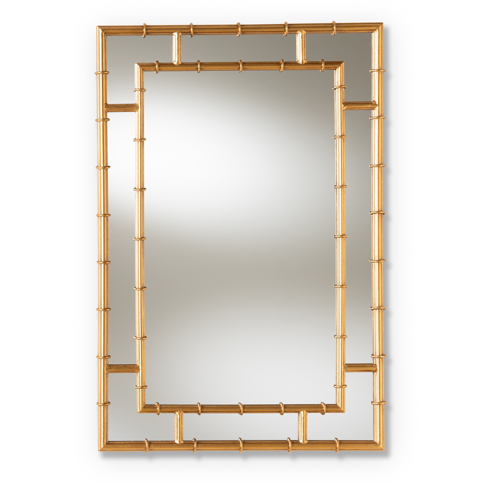 Baxton Studio Adra Modern and Contemporary Gold Finished Bamboo Accent Wall Mirror
