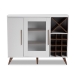 Baxton Studio Pietro Mid-Century Modern White and Brown Finished Wine Cabinet - BSOSEWC160071WI-White/Columbia