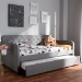 Baxton Studio Camelia Modern and Contemporary Grey Fabric Upholstered Button-Tufted Twin Size Sofa Daybed with Roll-Out Trundle Guest Bed - BSOCamelia-Light Grey-Daybed