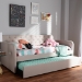 Baxton Studio Camelia Modern and Contemporary Beige Fabric Upholstered Button-Tufted Twin Size Sofa Daybed with Roll-Out Trundle Guest Bed - BSOCamelia-Beige-Daybed