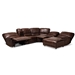 Baxton Studio Salomo Modern and Contemporary Brown Faux Leather Upholstered 6-Piece Sectional Recliner Sofa with 3 Reclining Seats - BSOR7245A-Brown-SF