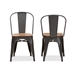 Baxton Studio Henri Vintage Rustic Industrial Style Tolix-Inspired Bamboo and Gun Metal-Finished Steel Stackable Dining Chair Set of 2 - BSOT-5816-Gun-DC