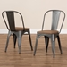 Baxton Studio Henri Vintage Rustic Industrial Style Tolix-Inspired Bamboo and Gun Metal-Finished Steel Stackable Dining Chair Set of 2 - BSOT-5816-Gun-DC