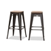 Baxton Studio Henri Vintage Rustic Industrial Style Tolix-Inspired Bamboo and Gun Metal-Finished Steel Stackable Bar Stool Set of 2 - BSOT-5046-Gun-BS
