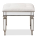 Baxton Studio Marielle Hollywood Regency Glamour Style Off White Fabric Upholstered Mirrored Ottoman Vanity Bench - BSORS2937