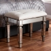 Baxton Studio Marielle Hollywood Regency Glamour Style Off White Fabric Upholstered Mirrored Ottoman Vanity Bench - BSORS2937