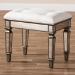 Baxton Studio Marielle Hollywood Regency Glamour Style Off White Fabric Upholstered Mirrored Ottoman Vanity Bench - BSORS2937