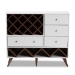 Baxton Studio Savino Mid-Century Modern White and Walnut Finished Wood Wine Cabinet - BSOSEWC16003WI-White/Columbia