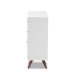 Baxton Studio Savino Mid-Century Modern White and Walnut Finished Wood Wine Cabinet - BSOSEWC16003WI-White/Columbia