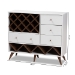 Baxton Studio Savino Mid-Century Modern White and Walnut Finished Wood Wine Cabinet - BSOSEWC16003WI-White/Columbia