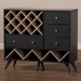 Baxton Studio Savino Mid-Century Modern Dark Grey and Oak Finished Wood Wine Cabinet - BSOSEWC16003WI-Dark Grey/Hana Oak