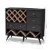 Baxton Studio Savino Mid-Century Modern Dark Grey and Oak Finished Wood Wine Cabinet - BSOSEWC16003WI-Dark Grey/Hana Oak
