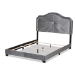 Baxton Studio Embla Modern and Contemporary Grey Velvet Fabric Upholstered Queen Size Bed - BSOEmbla-Grey-Queen