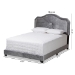 Baxton Studio Embla Modern and Contemporary Grey Velvet Fabric Upholstered Queen Size Bed - BSOEmbla-Grey-Queen