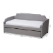 Baxton Studio Ally Modern and Contemporary Grey Fabric Upholstered Twin Size Sofa Daybed with Roll Out Trundle Guest Bed - BSOAlly-Light Grey-Daybed