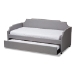 Baxton Studio Ally Modern and Contemporary Grey Fabric Upholstered Twin Size Sofa Daybed with Roll Out Trundle Guest Bed - BSOAlly-Light Grey-Daybed