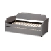 Baxton Studio Ally Modern and Contemporary Grey Fabric Upholstered Twin Size Sofa Daybed with Roll Out Trundle Guest Bed - BSOAlly-Light Grey-Daybed