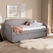 Baxton Studio Ally Modern and Contemporary Grey Fabric Upholstered Twin Size Sofa Daybed with Roll Out Trundle Guest Bed - BSOAlly-Light Grey-Daybed