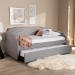 Baxton Studio Ally Modern and Contemporary Grey Fabric Upholstered Twin Size Sofa Daybed with Roll Out Trundle Guest Bed - BSOAlly-Light Grey-Daybed