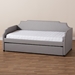 Baxton Studio Ally Modern and Contemporary Grey Fabric Upholstered Twin Size Sofa Daybed with Roll Out Trundle Guest Bed - BSOAlly-Light Grey-Daybed