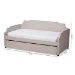 Baxton Studio Ally Modern and Contemporary Beige Fabric Upholstered Twin Size Sofa Daybed with Roll Out Trundle Guest Bed - BSOAlly-Beige-Daybed