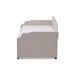 Baxton Studio Ally Modern and Contemporary Beige Fabric Upholstered Twin Size Sofa Daybed with Roll Out Trundle Guest Bed - BSOAlly-Beige-Daybed