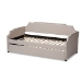 Baxton Studio Ally Modern and Contemporary Beige Fabric Upholstered Twin Size Sofa Daybed with Roll Out Trundle Guest Bed - BSOAlly-Beige-Daybed