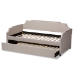 Baxton Studio Ally Modern and Contemporary Beige Fabric Upholstered Twin Size Sofa Daybed with Roll Out Trundle Guest Bed - BSOAlly-Beige-Daybed