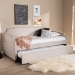 Baxton Studio Ally Modern and Contemporary Beige Fabric Upholstered Twin Size Sofa Daybed with Roll Out Trundle Guest Bed - BSOAlly-Beige-Daybed