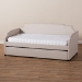 Baxton Studio Ally Modern and Contemporary Beige Fabric Upholstered Twin Size Sofa Daybed with Roll Out Trundle Guest Bed - BSOAlly-Beige-Daybed
