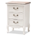 Baxton Studio Capucine Antique French Country Cottage Two Tone Natural Whitewashed Oak and White Finished Wood 3-Drawer End Table