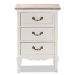 Baxton Studio Capucine Antique French Country Cottage Two Tone Natural Whitewashed Oak and White Finished Wood 3-Drawer End Table - BSOJY17B092-White-ET