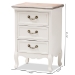 Baxton Studio Capucine Antique French Country Cottage Two Tone Natural Whitewashed Oak and White Finished Wood 3-Drawer End Table - BSOJY17B092-White-ET