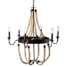 Baxton Studio Cassia Vintage Industrial Antique Style Hemp and Dark Bronze Metal 6 Light Chandelier
