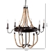 Baxton Studio Cassia Vintage Industrial Antique Style Hemp and Dark Bronze Metal 6 Light Chandelier - BSOEVEN1015